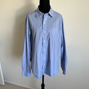 Tailor Vintage Performance Button Down Shirt Mens L Light Blue Long Sleeve